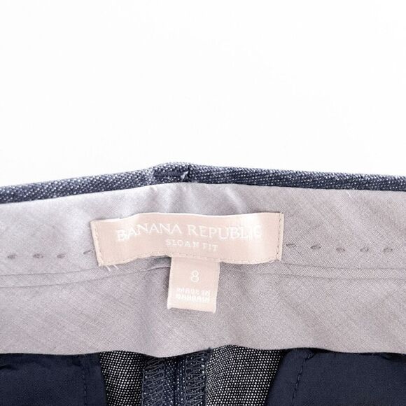 Banana Republic Womens Sloan Fit Trouser Ankle Pants Navy White Size 8 - Picture 6 of 10